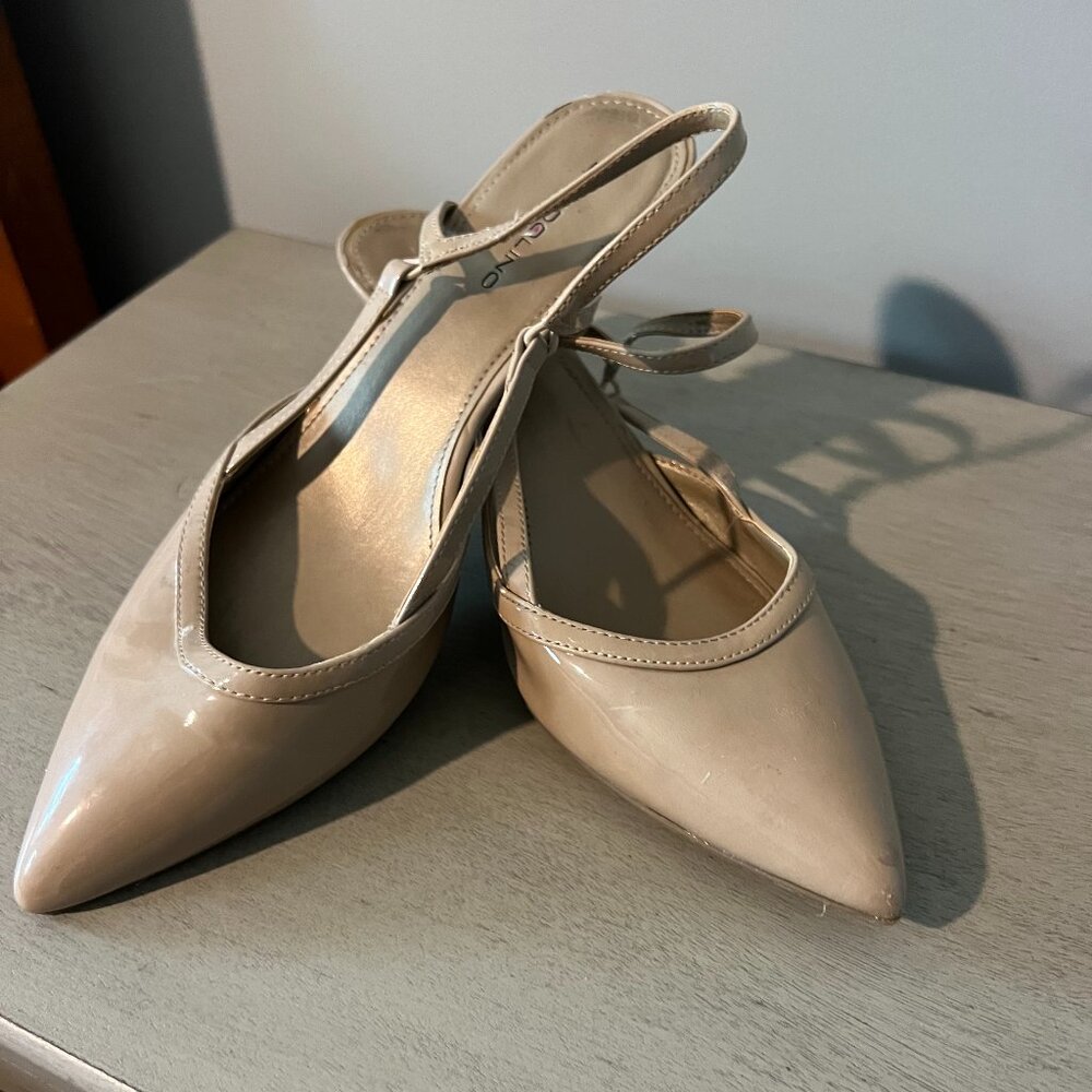 Bandelino 10M Tan Patten Sling Pumps